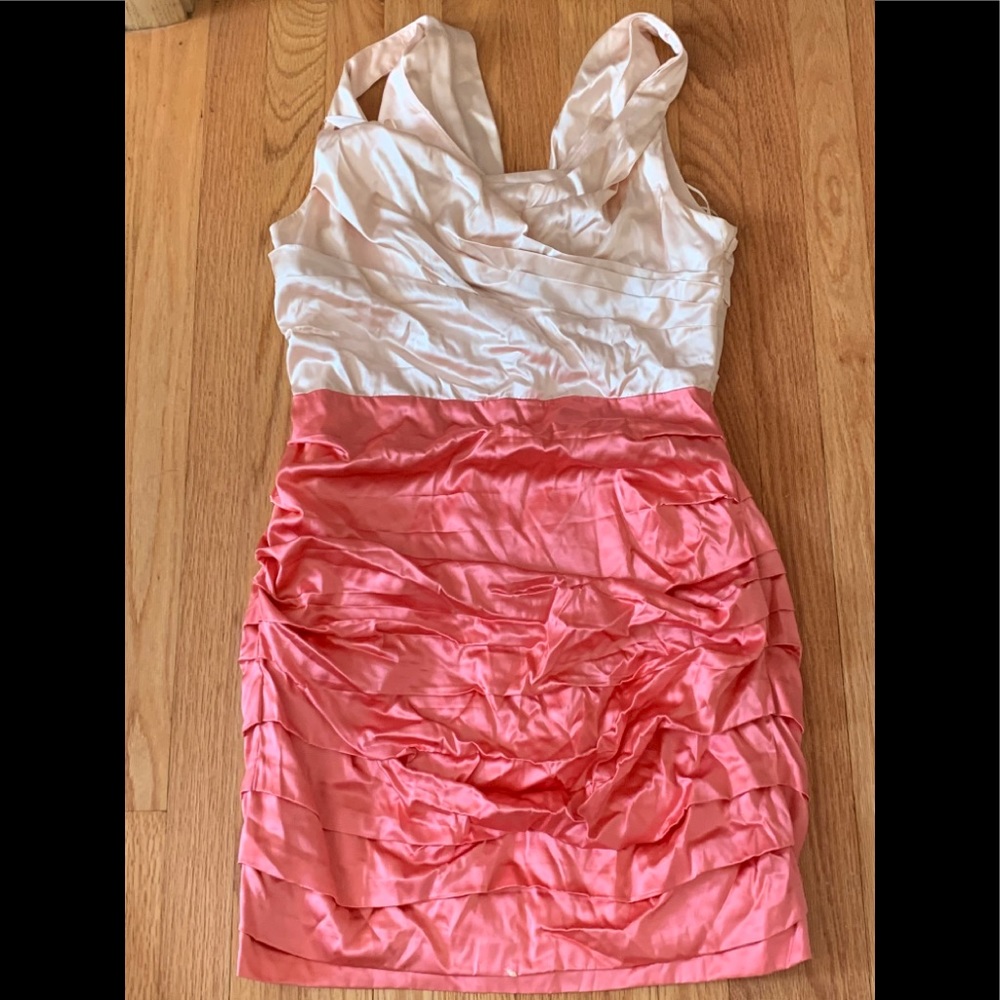 Pink and cream satin dress